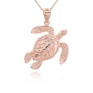 Turtle Charm Pendant Necklace in 9ct Rose Gold