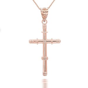 Bamboo Textured Pendant Necklace in 9ct Rose Gold