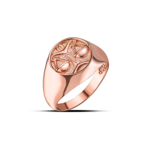 Libra Zodiac Hammered Zodiac Ring in 9ct Rose Gold