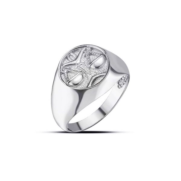 Libra Zodiac Hammered Zodiac Ring in 9ct White Gold