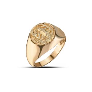 Cancer Zodiac Hammered Zodiac Ring in 9ct Gold