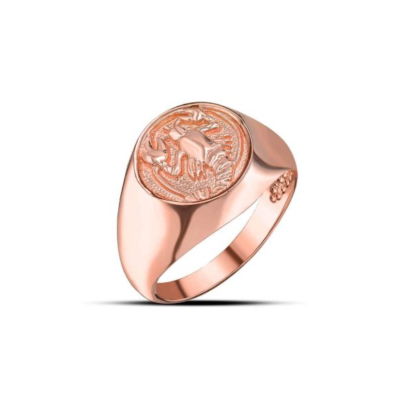 Cancer Zodiac Hammered Zodiac Ring in 9ct Rose Gold