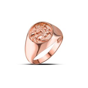 Sagittarius Zodiac Hammered Zodiac Ring in 9ct Rose Gold