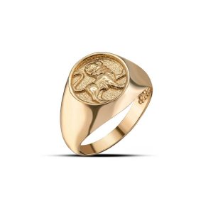 Leo Zodiac Hammered Zodiac Ring in 9ct Gold