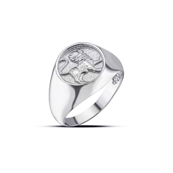 Leo Zodiac Hammered Zodiac Ring in Sterling Silver