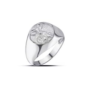 Aries Zodiac Hammered Zodiac Ring in Sterling Silver