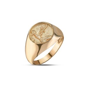 Virgo Zodiac Hammered Zodiac Ring in 9ct Gold