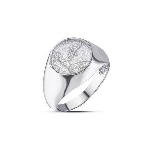 Virgo Zodiac Hammered Zodiac Ring in Sterling Silver