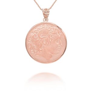 Alexander The Great Medallion Pendant Necklace in 9ct Rose Gold