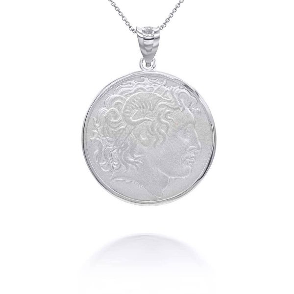 Alexander The Great Medallion Pendant Necklace in Sterling Silver