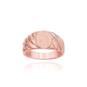 Men's Twisted Signet Ring in 9ct Rose Gold