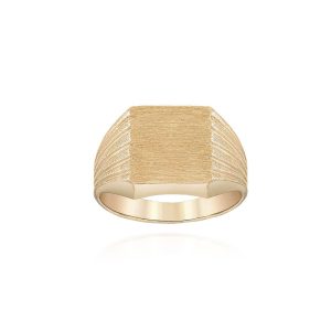 Men's Brushed Signet Ring in 9ct Gold