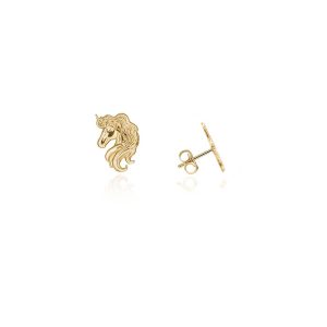 Unicorn Head Earrings in 9ct Gold