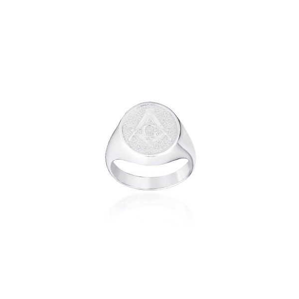 Men's Freemason Ring in 9ct White Gold