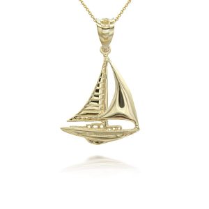 Men's Maritime Sail Boat Nautical Pendant Necklace in 9ct Gold