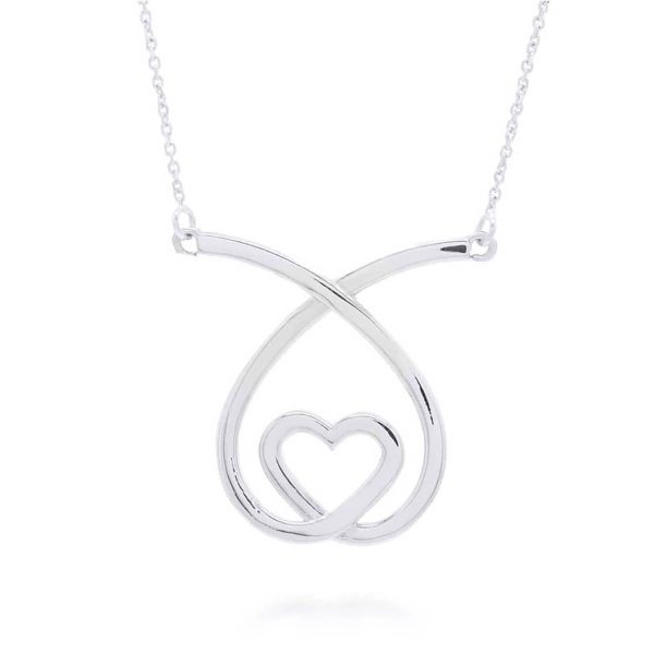 Teardrop Heart Pendant Necklace in 9ct White Gold