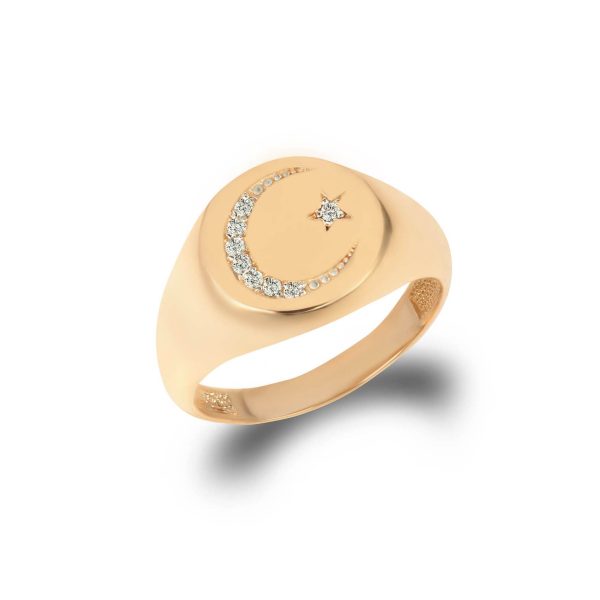 Diamond Cross Signet Ring in 9ct Gold