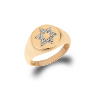 Diamond Cross Signet Ring in 9ct Gold