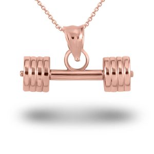 Barbell Pendant Necklace in 9ct Rose Gold