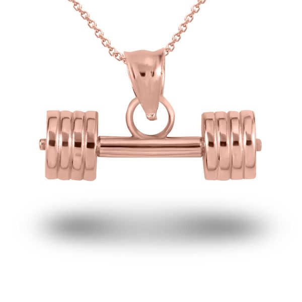 Barbell Pendant Necklace in 9ct Rose Gold