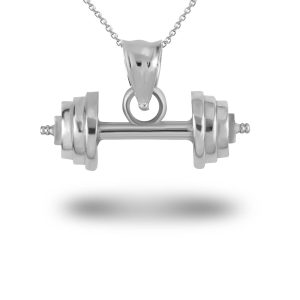 Barbell Pendant Necklace in 9ct White Gold