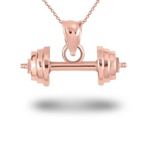 Barbell Pendant Necklace in 9ct Rose Gold