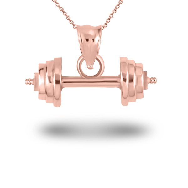 Barbell Pendant Necklace in 9ct Rose Gold