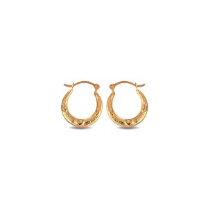 Textured Heart Reversible Hoop Earrings in 9ct Gold