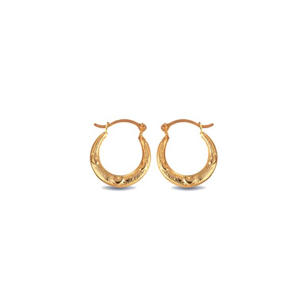 Textured Heart Reversible Hoop Earrings in 9ct Gold