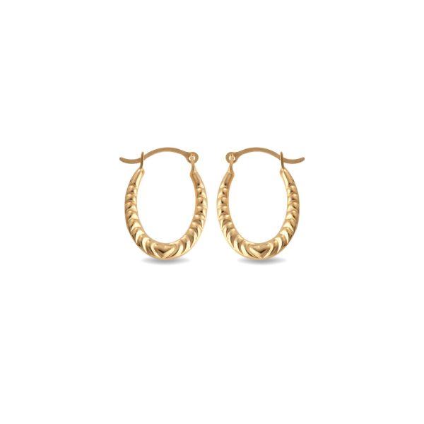 Textured Heart Reversible Hoop Earrings in 9ct Gold