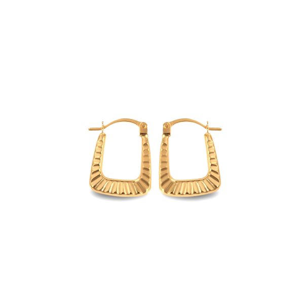 Textured Reversible Hoop Earrings in 9ct Gold