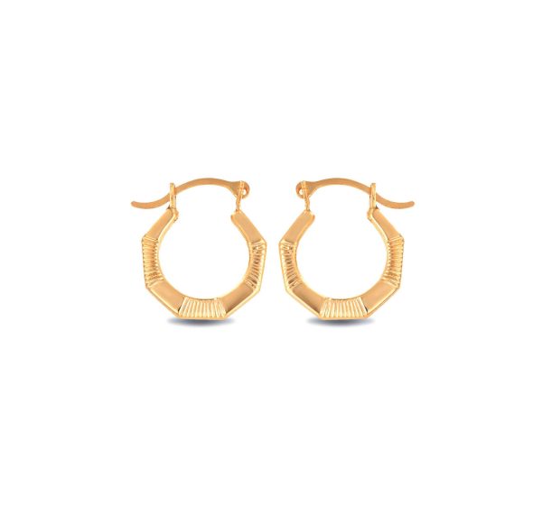 Striped Reversible Hoop Earrings in 9ct Gold