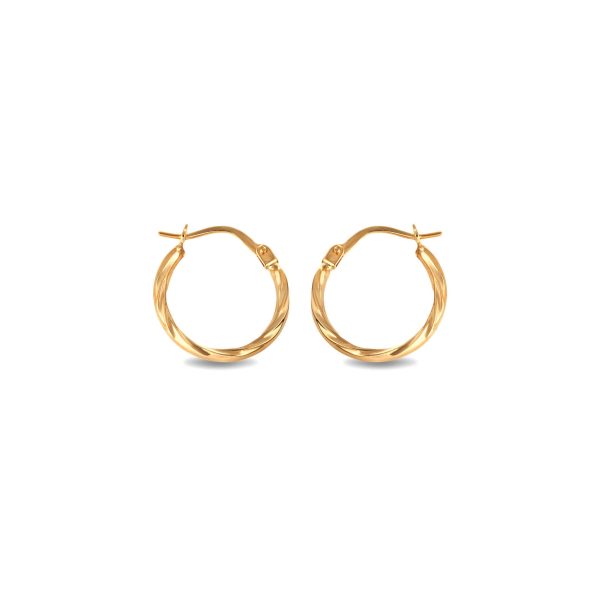 Twist Band Reversible Hoop Earrings in 9ct Gold