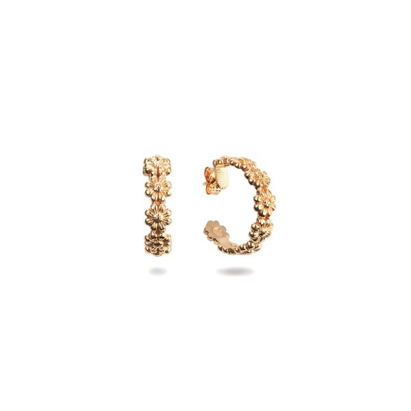 Daisy Hoop Earrings in 9ct Gold