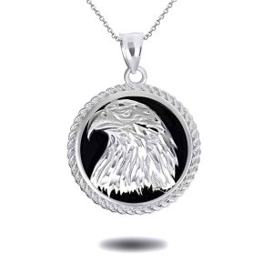 Freedom Eagle Head Pendant Necklace in 9ct White Gold