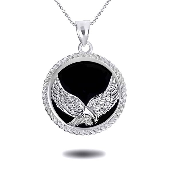 Soaring Freedom Eagle Pendant Necklace in 9ct White Gold