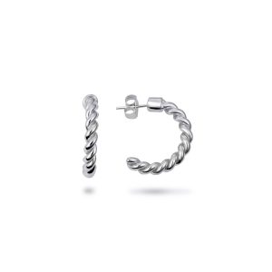 Twisted Curve Hoop Earrings in Sterling Silver