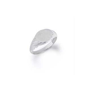 Striped Signet Ring in Sterling Silver