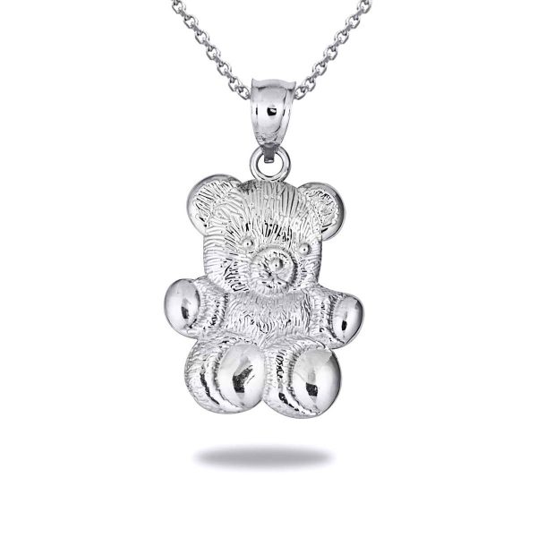 Teddy Bear Pendant Necklace in Sterling Silver