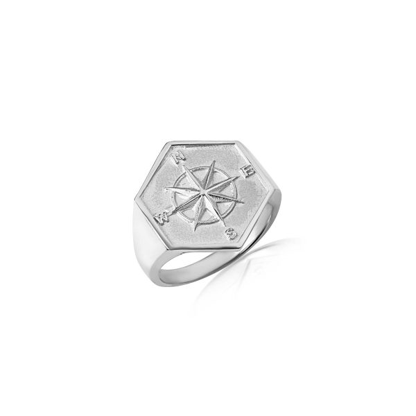 Men's Compass Navigation Ring in Sterling Silver