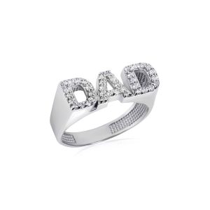 Men's CZ Dad Ring in Sterling Silver