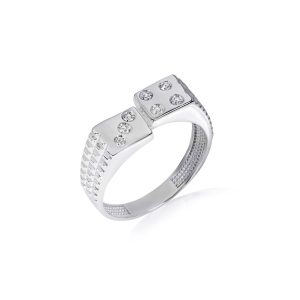 Men's CZ 3D Dice Lucky Seven Ring in Sterling Silver