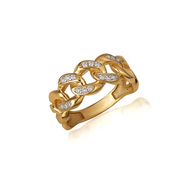 CZ Embellished Chain Reaction Ring in 9ct Gold