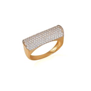 CZ Statement Bar Pavé Ring in 9ct Gold