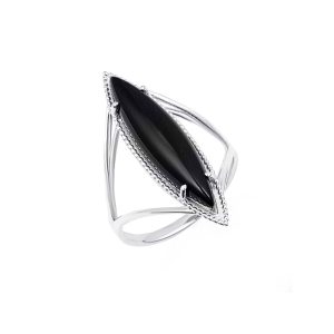 Black Onyx Elongated Ring in Sterling Silver