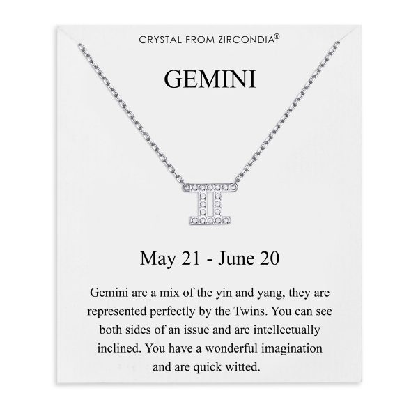 Gemini Zodiac Star Sign Necklace Created with Zircondia® Crystals