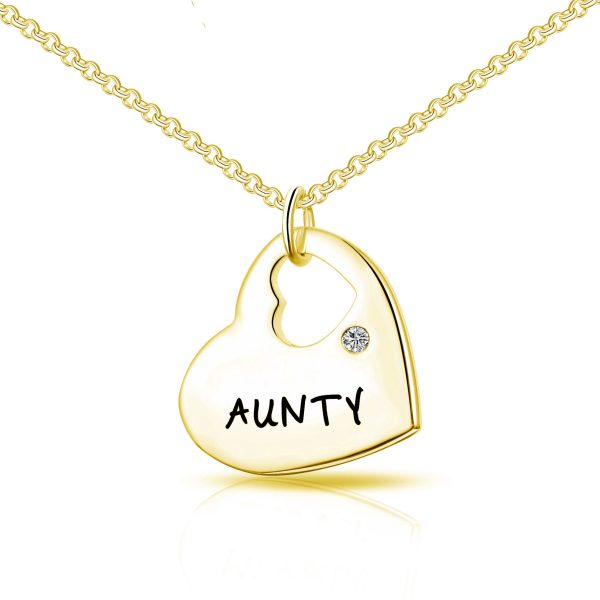 Gold Plated Aunty Heart Necklace Created with Zircondia® Crystals