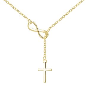 Gold Plated Infinity with Cross Necklace