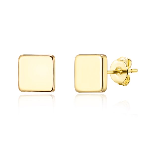 Gold Plated Square Stud Earrings