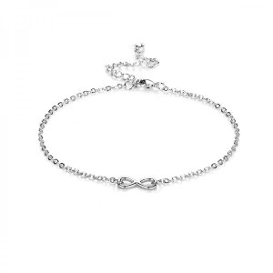 Silver Plated Infinity Anklet Created with Zircondia® Crystals